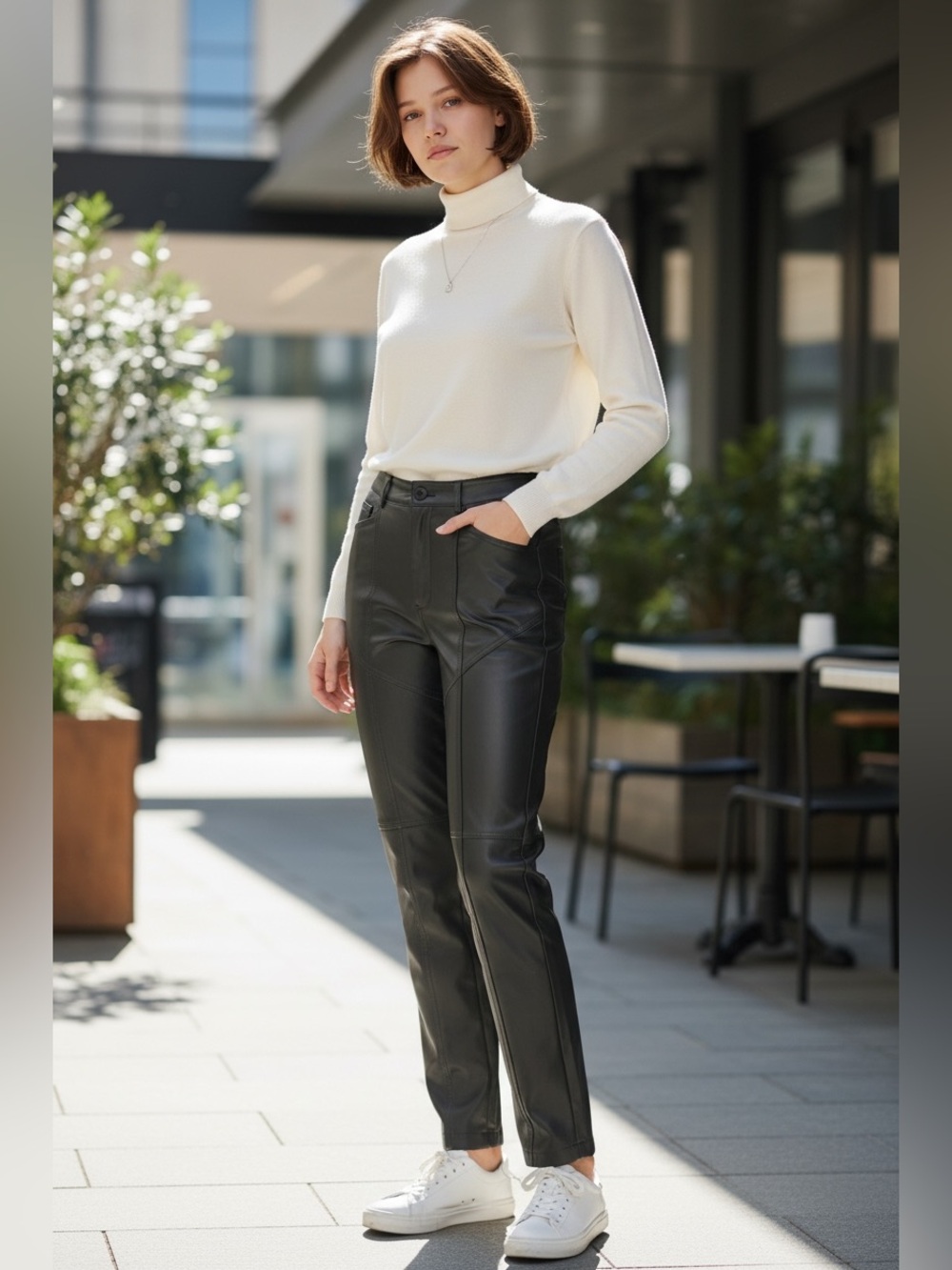Aritzia Wilfred Rebel Leather Pants - Olive / Army Green - Size O